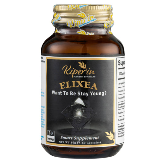 Kiperin Elixea Longevity | Anti-Aging ve Canlandırıcı Etki | Resveratrol, Glutatyon, Koenzim Q10, NMN | 60 Kapsül