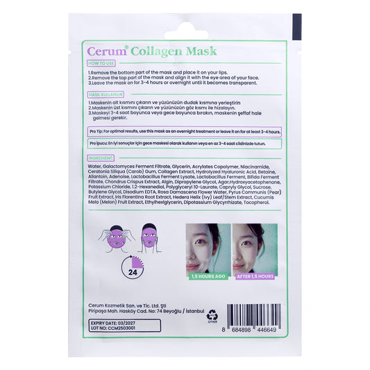 Yüzde Eriyen Kolajen Maskesi | Kolajen - Hyaluronik Asit - Probiyotik | Canlandırıcı | 5 ADET