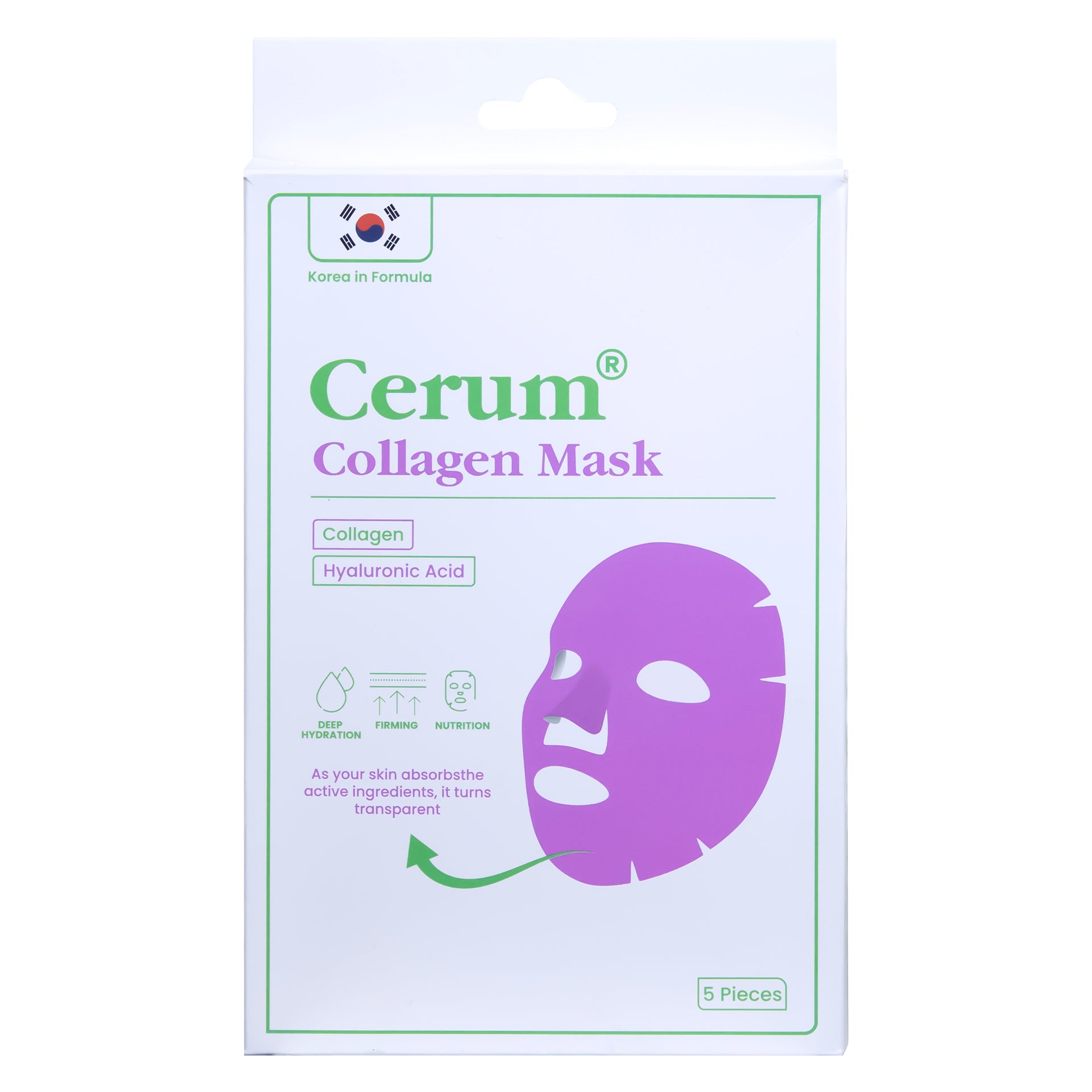 Yüzde Eriyen Kolajen Maskesi | Kolajen - Hyaluronik Asit - Probiyotik | Canlandırıcı | 5 ADET