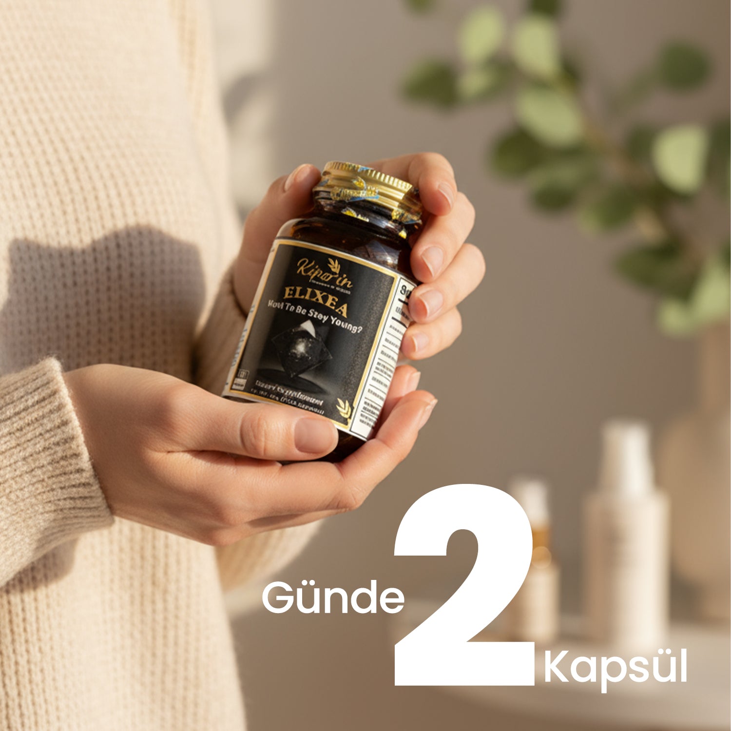 Kiperin Elixea Longevity | Anti-Aging ve Canlandırıcı Etki | Resveratrol, Glutatyon, Koenzim Q10, NMN | 60 Kapsül