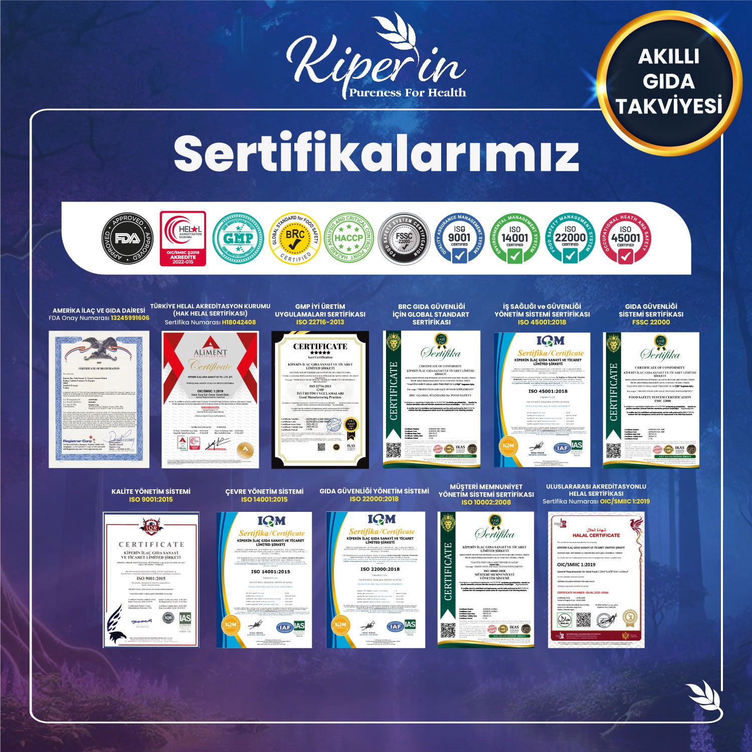 Kiperin Calm ''Relax'' Passiflora, Safran, 5-HTP, Valerian, ... 9 İçerik (30 Günlük) | Akıllı Gıda Takviyesi