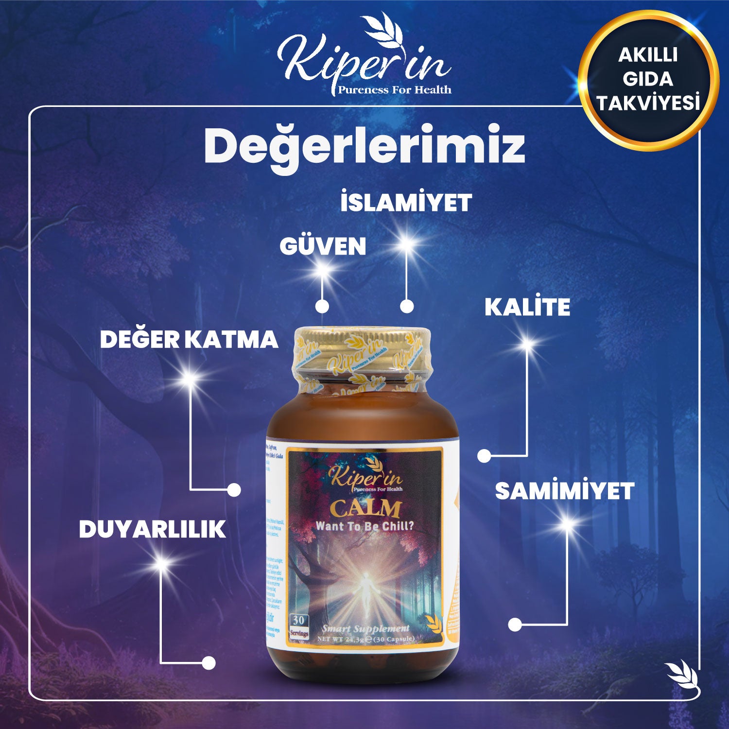 Calm ''Relax'' Passiflora, Safran, 5-HTP, Valerian, ... 9 İçerik (30 Günlük) | Akıllı Gıda Takviyesi