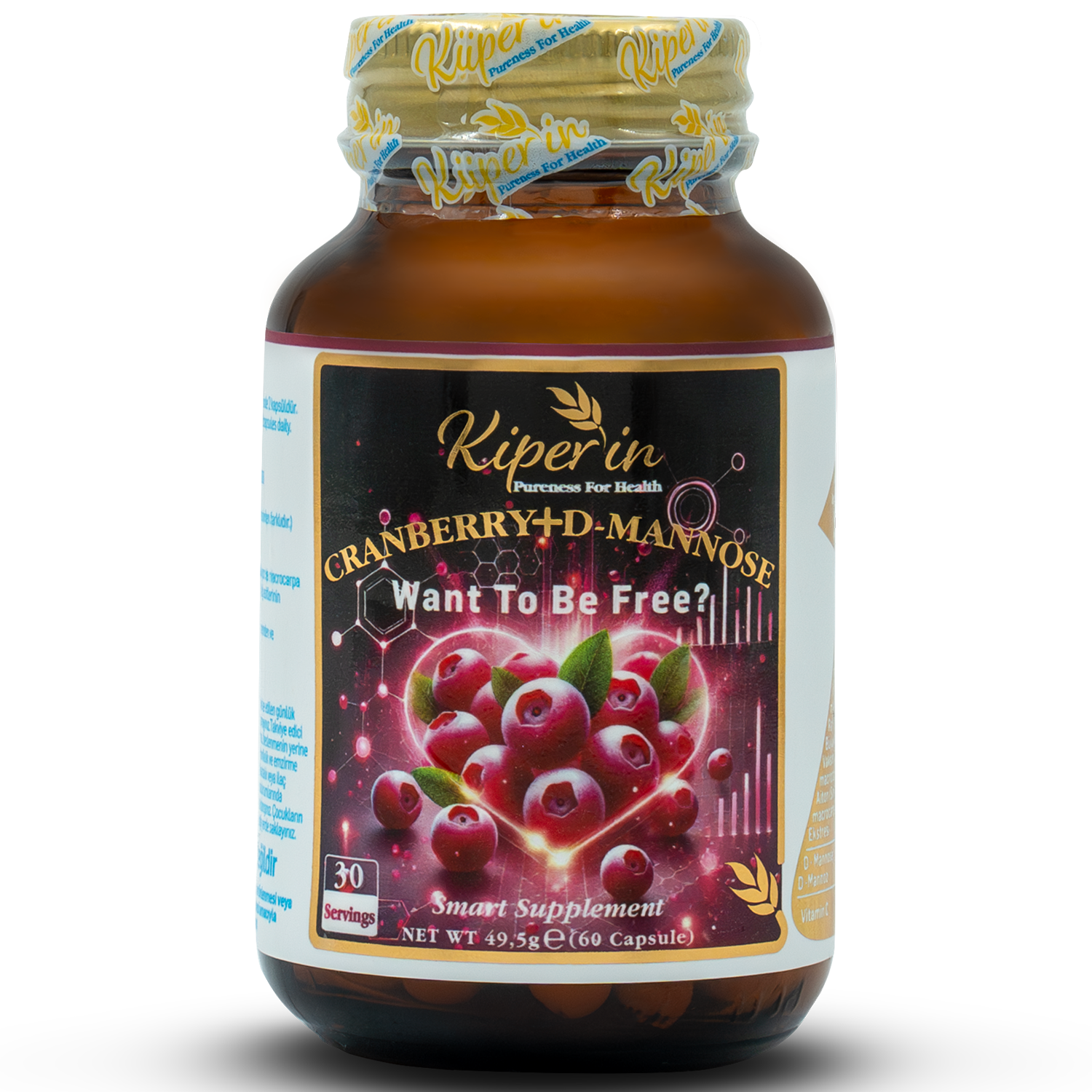 Kiperin Cranberry, D-Mannoz, C Vitamin (60Kapsül & 1400mg)