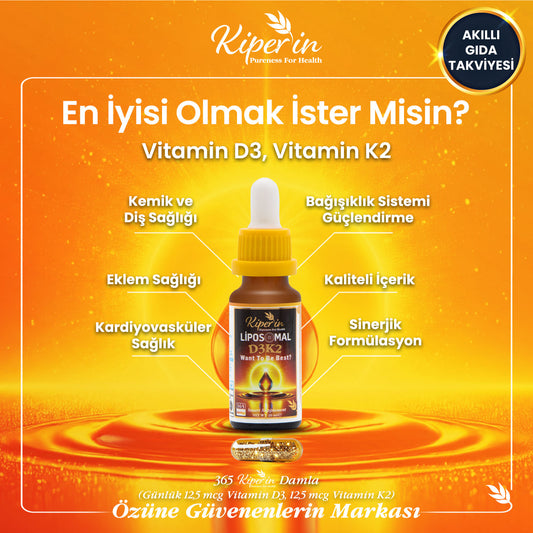 Lipozomal D3 K2 Vitaminleri (MK4 ve MK7) & Çok Yüksek Biyoaktif (365 Günlük) | Akıllı Gıda Takviyesi