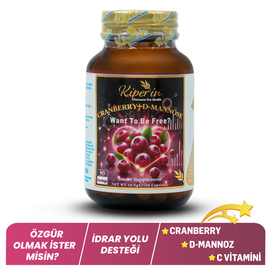 Kiperin Cranberry, D-Mannoz, C Vitamin - İdrar Yolu Sağlığı (60Kapsül & 1400mg) | Akıllı Gıda Takviyesi