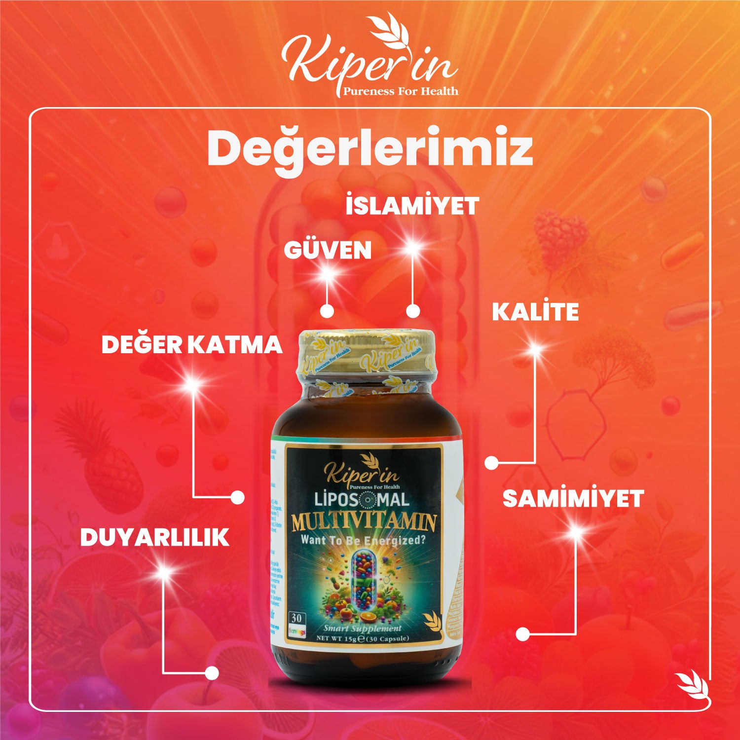 Kiperin Lipozomal Multivitamin 13 Vitamin & 6 Mineral Cilt - Saç - Tırnak & Enerji | Akıllı Gıda Takviyesi