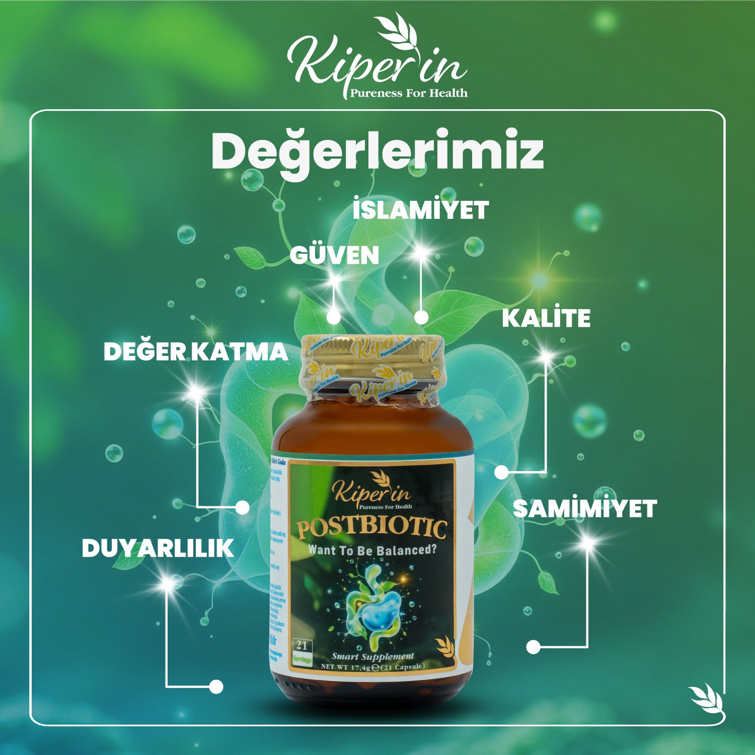 Kiperin Postbiyotik 210 Milyar Cfu Rhamnosus & Plantarum Sindirim (21Kapsül & 700mg) | Akıllı Gıda Takviyesi