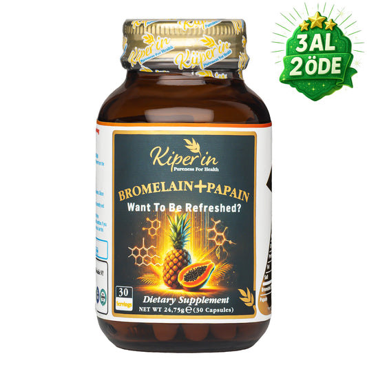 Kiperin Bromelain(2500 Gdu) & Papain - Doğal Proteolitik Enzim (30Kapsül & 700mg)
