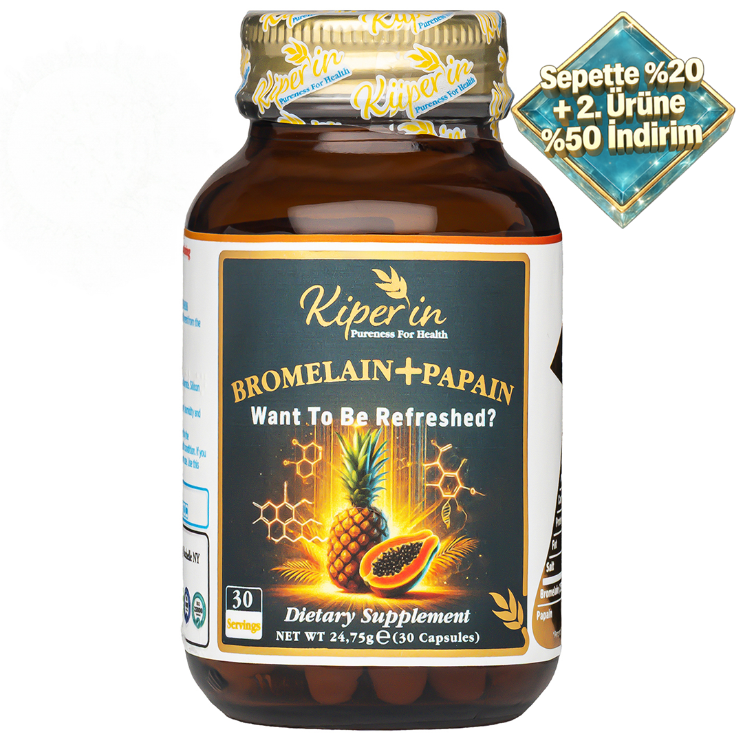 Kiperin Bromelain(2500 Gdu) &amp; Papain - Natural Proteolytic Enzyme (30 Capsules &amp; 700mg) | Smart Food Supplement