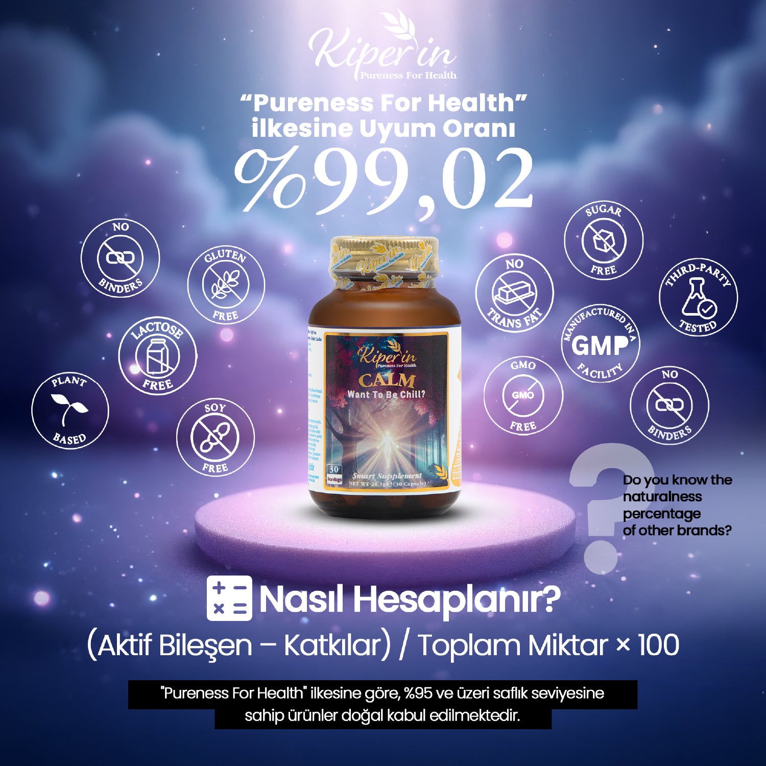 Kiperin Calm Passiflora, Safran, 5-HTP, Valerian, ... 9 İçerik (30 Günlük)