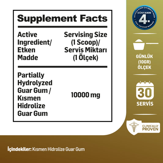 Kiperin Fiber Lif (300g) %100 Doğal Kısmen Hidrolize Guar Gum İçeren Diyet Takviyesi