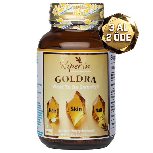 Kiperin Goldra | Cilt, Saç & Tırnak | Biotin, Keratin, Üzüm Çekirdeği, Hyaluronik Asit.. | 30 Kapsül