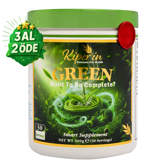 Kiperin Green | Detoks | Spirulina, Yeşil Çay, Brokoli Ekstresi, Prebiyotik (İnülin) | 30 Günlük