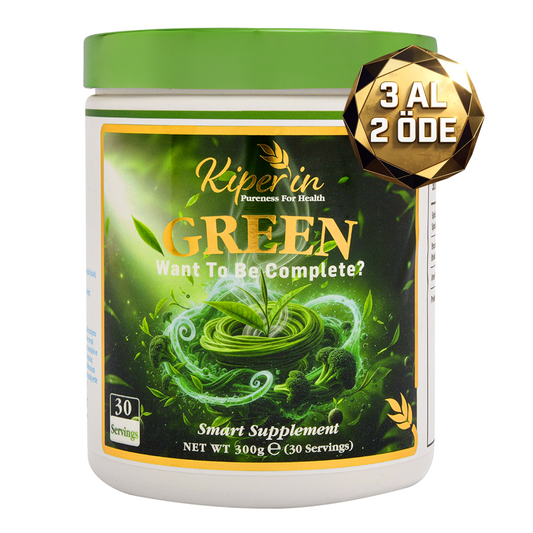 Kiperin Green | Detoks | Spirulina, Yeşil Çay, Brokoli Ekstresi, Prebiyotik (İnülin) | 30 Günlük