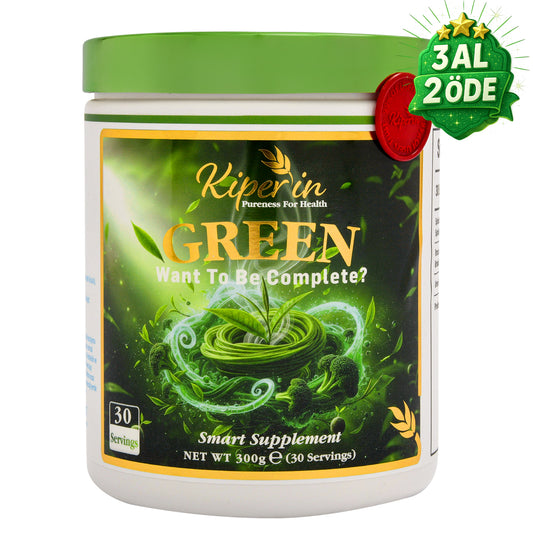 Kiperin Green | Detoks | Spirulina, Yeşil Çay, Brokoli Ekstresi, Prebiyotik (İnülin) | 30 Günlük