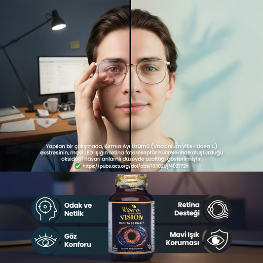 Kiperin Vision | Göz & Net Görüş | Çinko, Selenyum, Astaksantin, Lutein, Safran.. | 30 Günlük