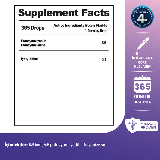 Kiperin Lugol İyot | %3 İyot & %6 Potasyum İyodür | Kaliteli İçerik | Pureness For Health İlkesi | 365 Damla