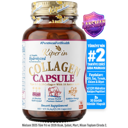 Kiperin Çift Hidrolize Multi Kolajen Kapsül | Atp, Hyaluronik Asit, D3, Biotin, Selenyum, Çinko ve Vitamin C