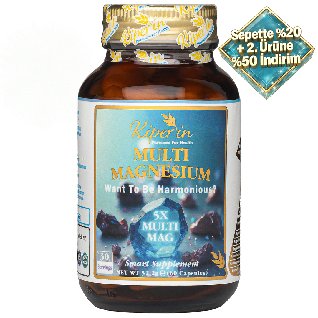 Kiperin 5x Multi Magnesium (Taurate, Bisglycinate, Malate, Citrate, L-Threonate) 60 Capsules | Smart Food Supplement