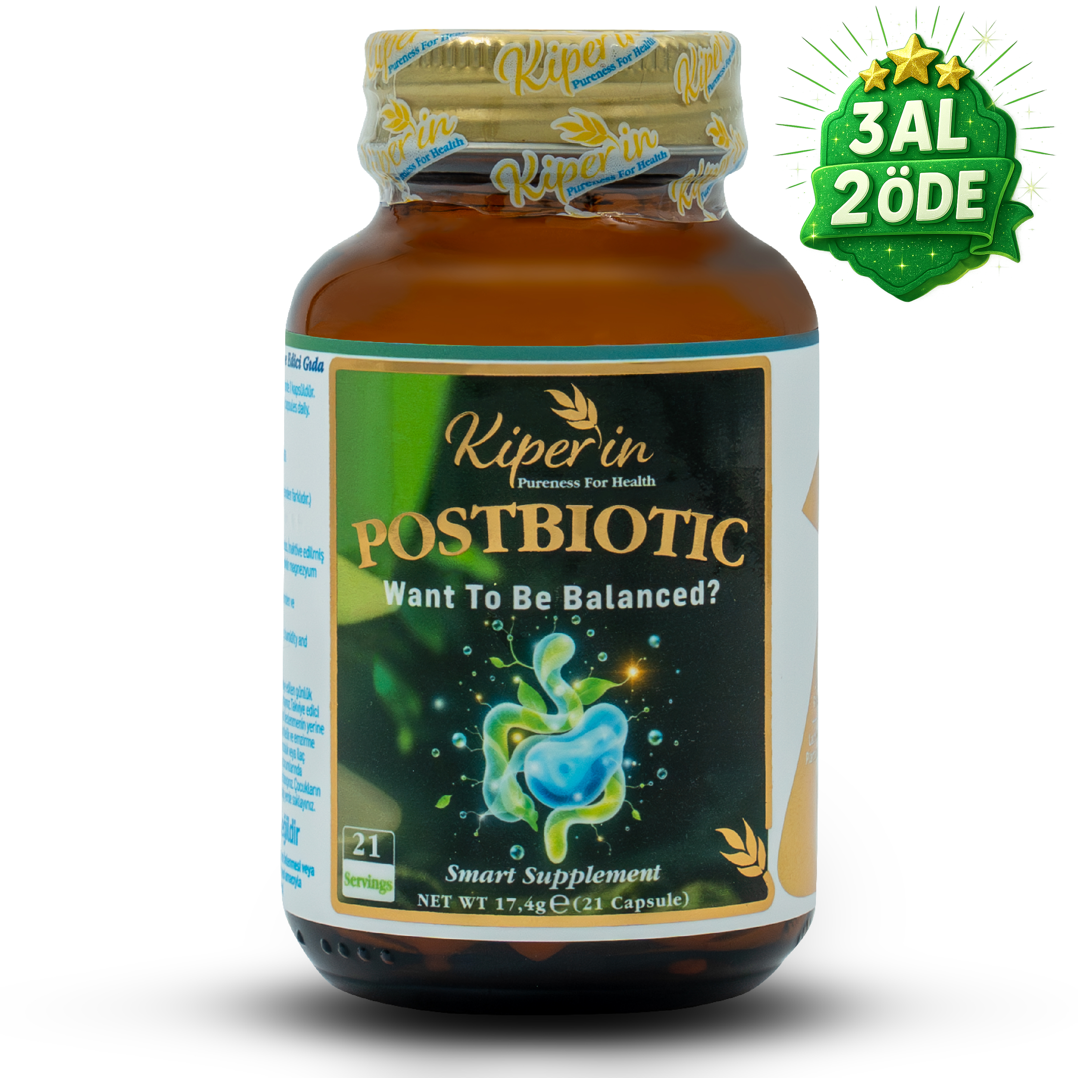 Kiperin Postbiyotik 210 Milyar Cfu Rhamnosus & Plantarum (21Kapsül & 700mg)