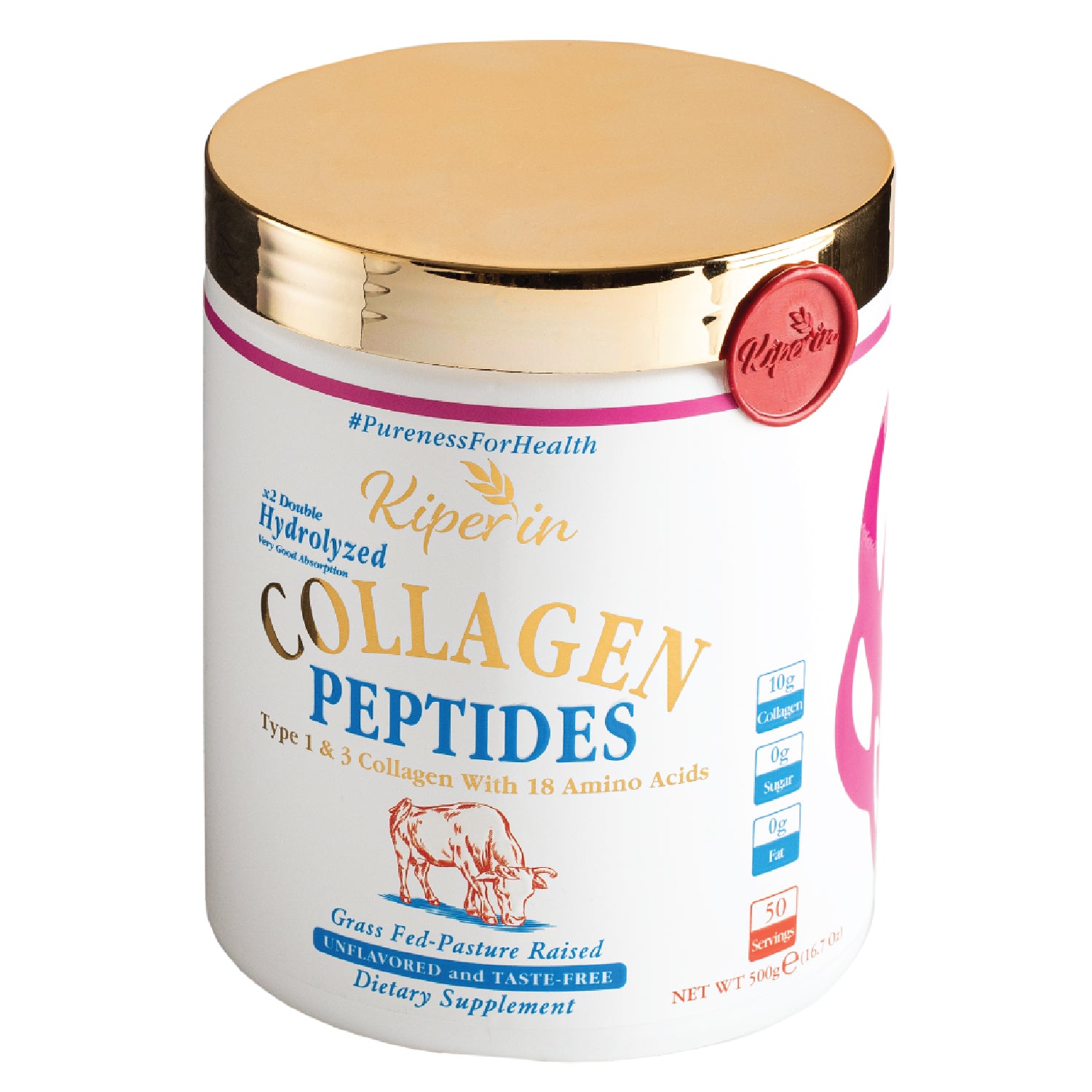 Kiperin Collagen Classic (500gr) %100 Saf ve Doğal Yüksek Biyoaktif Çift Hidrolize Kolajen Peptitleri içeren Takviye Edici Gıda